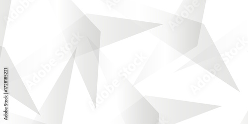 Abstract background with liens and triangles shape on white background. White and grey geometric overlapping rectangle pattern Geometric background soft shadows as patten ..White polygon textured .	