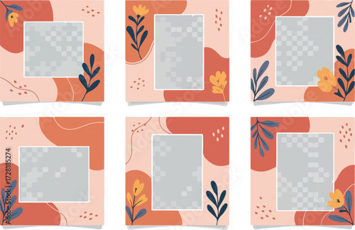 Floral Photo Frames Collection with Abstract Design Elements.