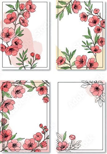Floral Watercolor Frames Elegant Botanical Designs for Invitations and Cards.