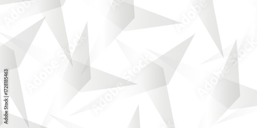 Abstract background with liens and triangles shape on white background. White and grey geometric overlapping rectangle pattern Geometric background soft shadows as patten ..White polygon textured .