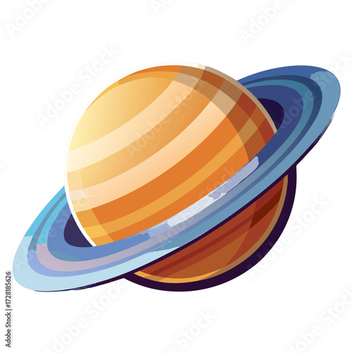 Realistic Saturn with Rings and Moons – Space Planet Illustration.