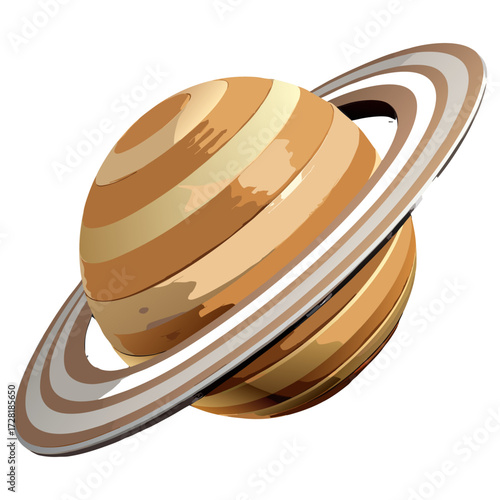 Realistic Saturn with Rings and Moons – Space Planet Illustration.