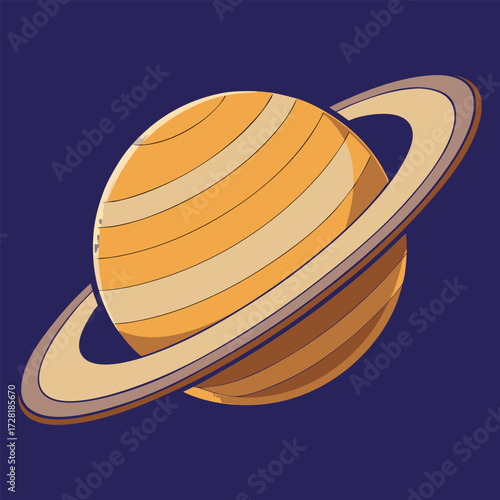 Realistic Saturn with Rings and Moons – Space Planet Illustration.