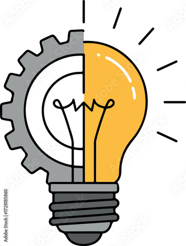 Gear and lightbulb representing innovation and ideas for business.