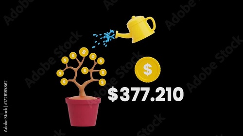 Wallpaper Mural 3D Animation of Money Fast Increase Number | Alpha Channel Torontodigital.ca