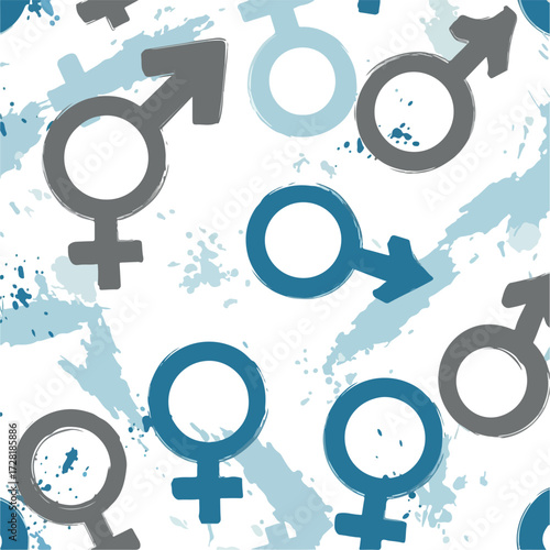 Gender symbols pattern on white background representing male and female.