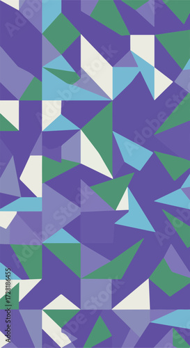 Geometric abstract composition with various shapes and colors.