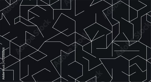 Geometric Abstract Design with Intersecting Lines and Shapes on Dark Background.