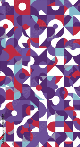 Geometric abstract pattern with vibrant colors and shapes in a modern design.