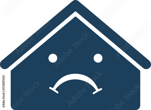 Sad house icon representing disappointment and negative emotions in real estate.