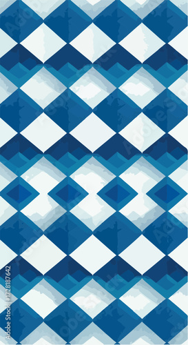 Geometric blue and white diamond pattern repeating design for background 1.