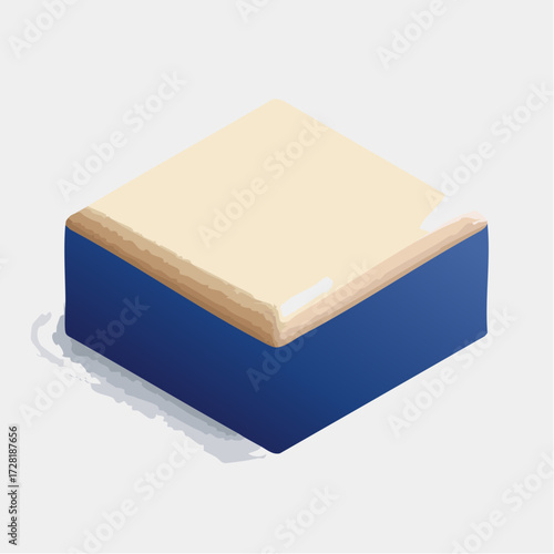 Isometric 3D Rendered Cuboid Structure with Textured Top and Shadow Projection