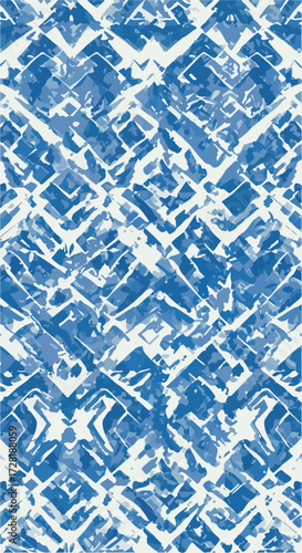 Geometric Blue Pattern with Intersecting Lines and Shapes.