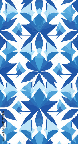 Geometric blue pattern with symmetrical shapes and artistic design 2.