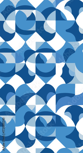 Geometric blue shapes create a captivating abstract pattern design.