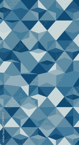 Geometric blue shapes create a captivating abstract design with depth and dimension.