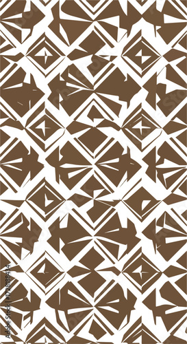 Geometric brown and white pattern design with repeating shapes and artistic style.