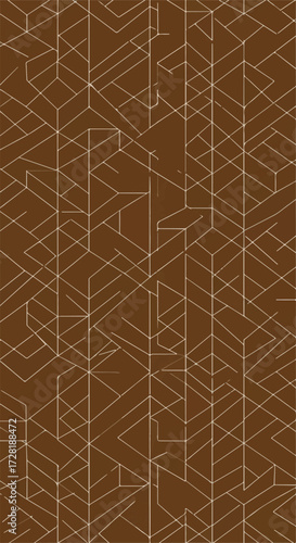Geometric brown pattern with lines and shapes abstract design.
