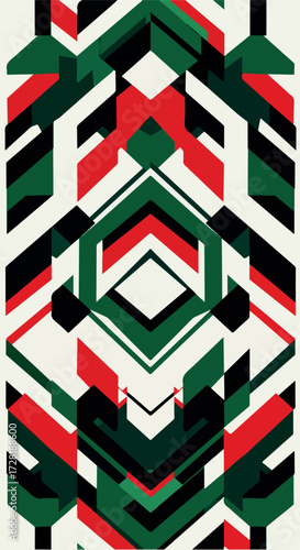 Geometric design with vibrant colors and intricate patterns abstract art.