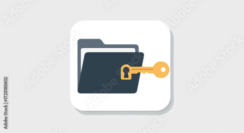 Secure Folder Icon with Key Represents Data Protection and Privacy.