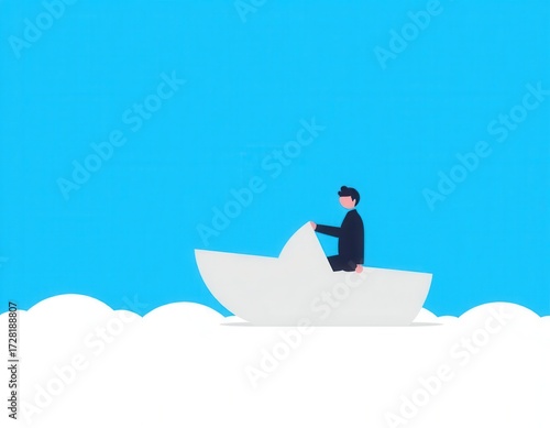 success leadership concept blue leader boat leading white strategy planning development ui interface user