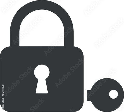 Secure padlock and key symbol representing protection and privacy concept.