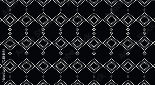 Geometric Diamond Pattern on Black Background Repeating Design.