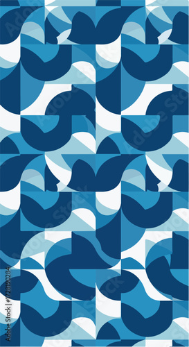 Geometric pattern of blue shapes creating a visually appealing design 2.