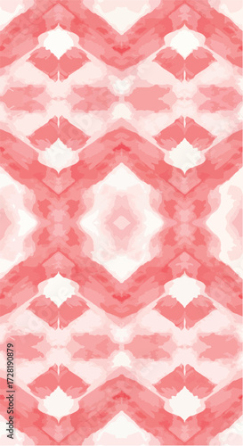 Geometric pattern with a repeating design in shades of pink and white.