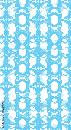 Geometric Pattern with Light Blue and White Colors Repeating Shapes.