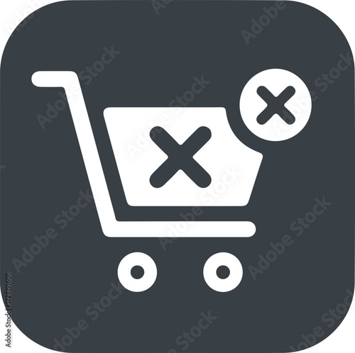 Shopping cart icon with a cross symbol indicating removal or deletion.