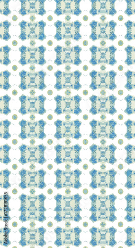 Geometric pattern with repeating shapes and colors creates a visually appealing design.