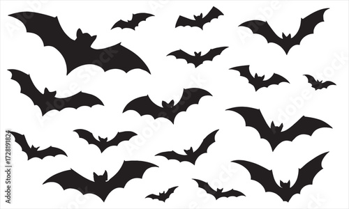 Flying Bat Silhouettes for Halloween Decoration