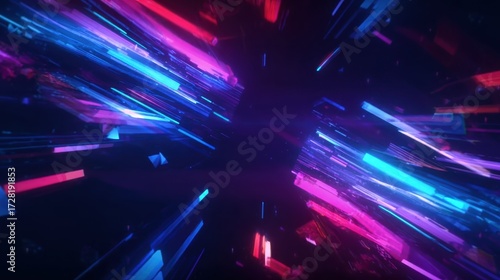 Futuristic cyberpunk background with glitch effects and neon colors, abstract design for modern applications. Perfect for ads, social media, and tech displays.