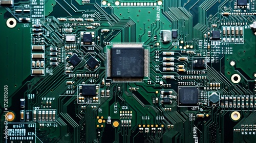 俯瞰したCPUと回路基板のテクスチャー素材