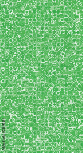 Green mosaic pattern with a repeating geometric design and texture.