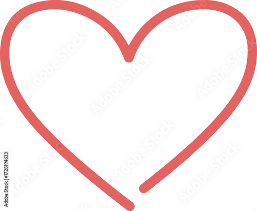 Simple red heart outline symbol of love and affection for romantic concepts.
