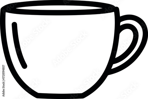 Simple white coffee cup with a handle for hot beverages.