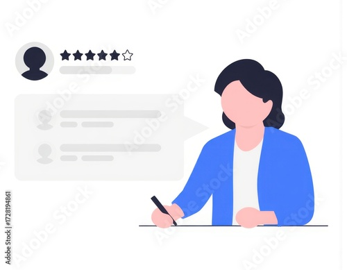 Customer review satisfaction feedback survey concept User give rating to service experience on online application Customer can evaluate quality of service leading to reputation ranking of business ui 