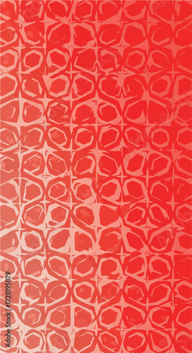 Red textured surface with a repeating pattern of organic shapes and forms.