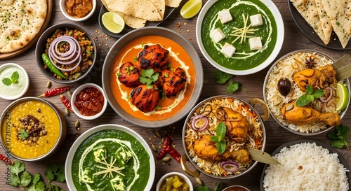 Wallpaper Mural Delicious indian cuisine assortment with various dishes and vibrant colors displayed beautifully Torontodigital.ca