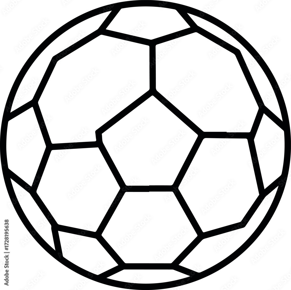 Obraz premium Soccer ball illustration with black lines and geometric shapes for sports.