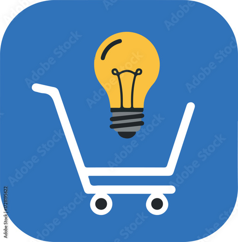 Shopping cart with light bulb representing innovative ideas and solutions.