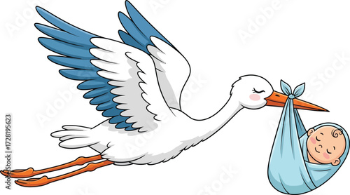 stork delivering a baby