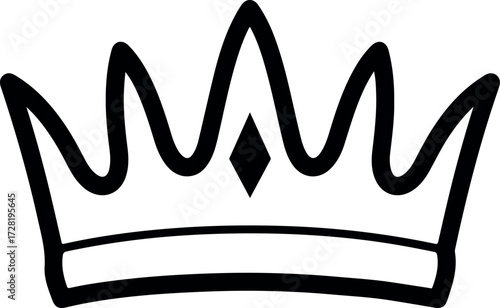 Simple black crown illustration representing royalty and leadership with elegant design.