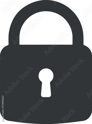 Simple black padlock icon representing security and protection for sensitive data.