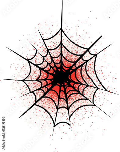 Spider web illustration with red and black colors perfect for Halloween.