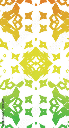 Symmetrical floral pattern with vibrant gradient colors and artistic design.