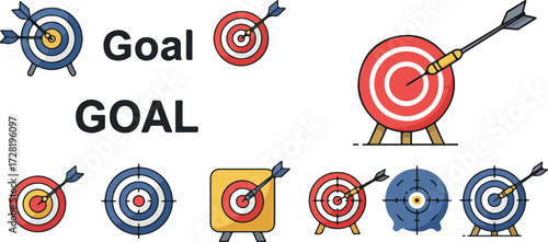 Target Goal Achievement Illustration Dart Hitting Bullseye Success Concept.