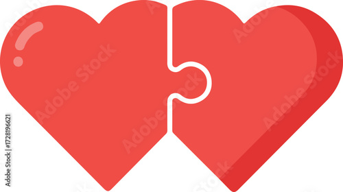 Two red hearts puzzle pieces symbolizing love and connection perfectly.